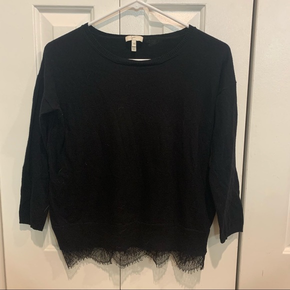$128 Joie Hilano Sweater with Lace Trim cashmere blend - Picture 2 of 4